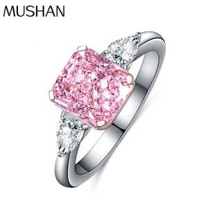 Anillo de Plata S925 con Diamante Rosa de Imitación de 2 Quilates, Corte Redondo, Estilo Dulce y Femenino, de la Fábrica de Joyería MUSHAN - Product Image 1