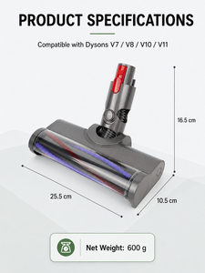 Accesorios para Aspiradoras <span class=keywords><strong>Dyson</strong></span> Binggo, Compatibles con los Modelos V7, V8, V10 y V11, Cabezal de Succión Eléctrico con Luz Verde, <span class=keywords><strong>Cepillo</strong></span> para Pisos de Plástico - Product Image 3