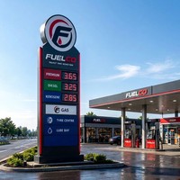 Panneau publicitaire LED numérique haute intensité pour station-service extérieure IP65, affichage simple/double, animation des prix du carburant