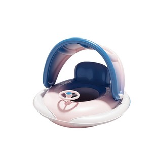 Venta al por mayor de fábrica PVC inflable bebé <span class=keywords><strong>flotador</strong></span> asiento piscina anillo barco con toldo con volante - Product Image 3