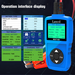 MDXT-600 12V 1-jaar universele batterijtester 40-2000CCA 3-220Ah LCD-scherm met hoge helderheid Dubbele geleider <span class=keywords><strong>Kelvin</strong></span>-klem - Product Image 3