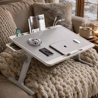 Table de lit pliable pour ordinateur portable, réglable en hauteur, support portable avec tiroir pour l'étude et la rédaction – Meilleure vente