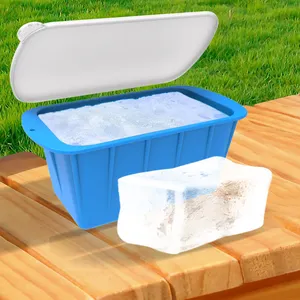 超大冰块模具，1包6.5磅冰块，用于冷浸泡或冷却器，可重复使用的硅胶冰模，用于冰浴冷却器