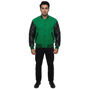 Chaqueta Bomber Varsity Cómoda y Transpirable, 100% Poliéster, con Logotipo Personalizado en la Parte Delantera, Cuello Alto, para Hombre - Product Image 1