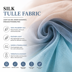 <span class=keywords><strong>Tissu</strong></span> en tulle <span class=keywords><strong>de</strong></span> <span class=keywords><strong>soie</strong></span> <span class=keywords><strong>de</strong></span> <span class=keywords><strong>mûrier</strong></span> 30 g/m² teint, léger, pour les marques <span class=keywords><strong>de</strong></span> mode nuptiale et la fabrication <span class=keywords><strong>de</strong></span> vêtements en gros - Product Image 1