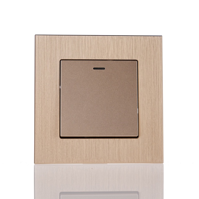 Decorative Cover Electrical Power Switches and Sockets EU Standard 250V 1 Gang 1 Way LED Push Button Wall Light Switch