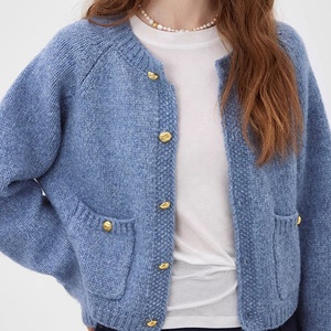 <span class=keywords><strong>Cardigan</strong></span> Vintage a maniche lunghe da donna Chic top Chic in colore azzurro top alla moda Chic per l'inverno - Product Image 5