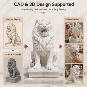 YOUFINE Sculpture <span class=keywords><strong>de</strong></span> <span class=keywords><strong>lion</strong></span> assis <span class=keywords><strong>en</strong></span> marbre blanc sculpté à la main, statues <span class=keywords><strong>de</strong></span> gardiens pour la décoration d'entrée <span class=keywords><strong>de</strong></span> villa - Product Image 6