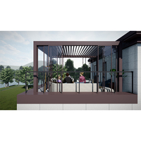 Perche à rouleau électrique avec système de fermeture éclair, Pergola en aluminium motorisée, étanche et bioclimatique pour café, piscine, jardin, gazébo