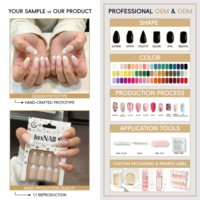 Lot de faux ongles en ABS, style français, design parisien, couleur crème, profil bas, forme rectangle, à clipser, qualité professionnelle, forme cercueil effilée, couvrance totale