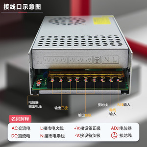 แหล่งจ่ายไฟ 60V 8A 480W แบบเอาต์พุตเดี่ยว พร้อมพัดลมระบายความร้อน สำหรับมอเตอร์ ปั๊มน้ำ ไฟ LED ระบบรักษาความปลอดภัย - Product Image 5