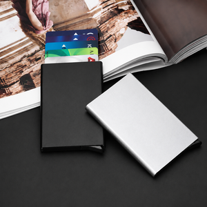 Corporate Gift Custom Laser Logo RFID Blocking Aluminum Pop Up Business <b>Card</b> Holder with Gift <b>Box</b> for Client Promotion Event - Product Image 6