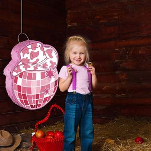 พินาต้าธีมคาวบอยสีชมพู DAMAI พร้อมไม้ปิดตา คอนเฟตติ อุปกรณ์ถ่ายรูป ที่ใส่ขนม ของตกแต่งงานปาร์ตี้ - Product Image 4