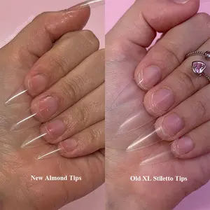 500Pcs/bag Almond False Nail Tips Cusp Oval Acrylic Nail Tip Half Cover 10 Sizes White Natural Clear Xl Short Stiletto Nail Tips