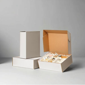 Caja de cartón corrugado YISHANG, carpetas de envío, mango reciclable de cartón corrugado blanco para caja de embalaje artesanal de regalo - Product Image 2