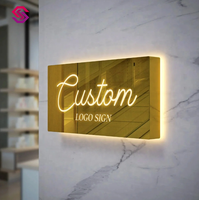 Kustom 3D akrilik Backlit tanda LED huruf dekoratif dan tanda Logo dengan lampu Neon untuk dekorasi mobil