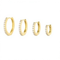 Boucles d'oreilles créoles en argent 925 EK476, design de niche, tendance, haut de gamme, avec zircon, aiguille en argent, pour femme, plaqué or 18 carats
