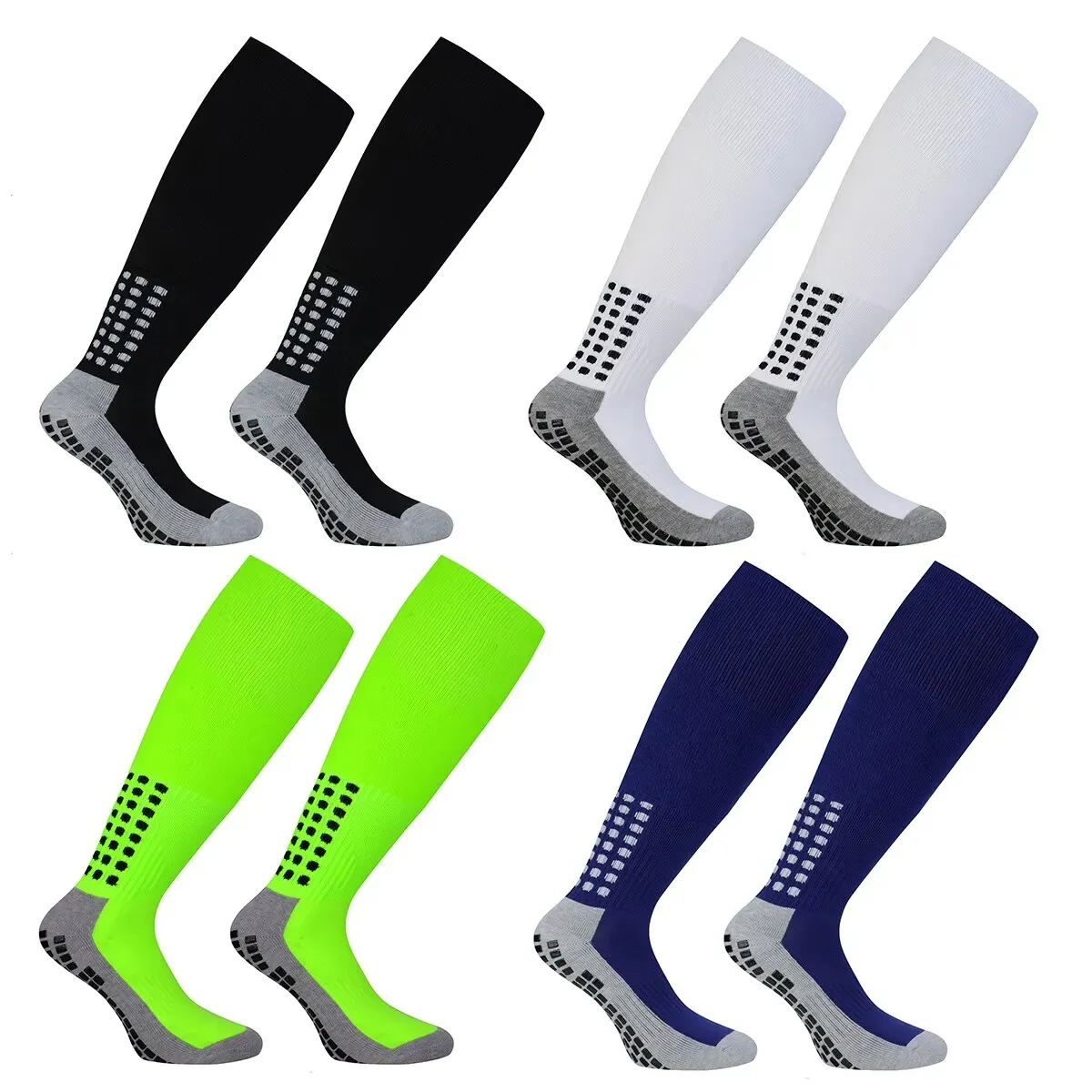 Kaus kaki panjang sepak bola profesional, Kaos Kaki latihan anti selip, handuk tebal, desain silikon bawah kaus kaki olahraga sepak bola