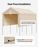 Abri de voiture moderne extérieur beige en acier galvanisé, toit de remplacement 10x20 pieds, abri de stationnement de style garage, robuste et étanche