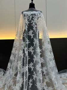 Robe de mariée en dentelle <span class=keywords><strong>jacquard</strong></span> de tulle <span class=keywords><strong>français</strong></span> à cordon, 100 % polyester, tissu respirant à cils, brodé, pour robe de mariée - Grande Vente - Product Image 2