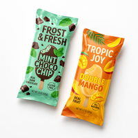 Bolsa de aluminio para helados y paletas con sellado trasero, personalizada con logo, colorida, apta para alimentos, para barras de chocolate y alimentos congelados
