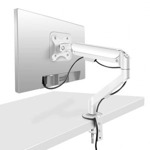 White Single Monitor Arm Mount 17 to 34 Inch Articulating Gas Spring Arm Adjustable Vesa <b>Desk</b> Stand <b>Computer</b> Monitors - Product Image 1