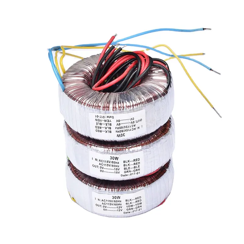 KYYSLB 220V 30W Home Audio Transformer Pure Copper Wire Ring Cattle Amplifier Transformer DIY Double 9-36V 9 Specifications