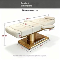 Nouveau Lit de Beauté Électrique avec Base Métallique, Chaise de Tatouage Multifonctionnelle, Revêtement en Tissu Velours et Cuir, Chaise Dentaire, Table de Massage