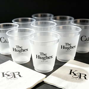 Vaso Redondo de Plástico PET de Pared Simple con Logotipo Personalizado para Bodas, 16 oz, Transparente Esmerilado, Desechable, Ecológico, Impreso con Serigrafía - Product Image 1