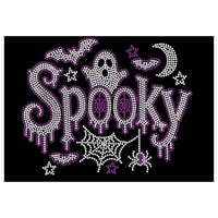 Modèle de transfert personnalisé pour Halloween, motif fantôme et citrouille avec strass et paillettes de cristal