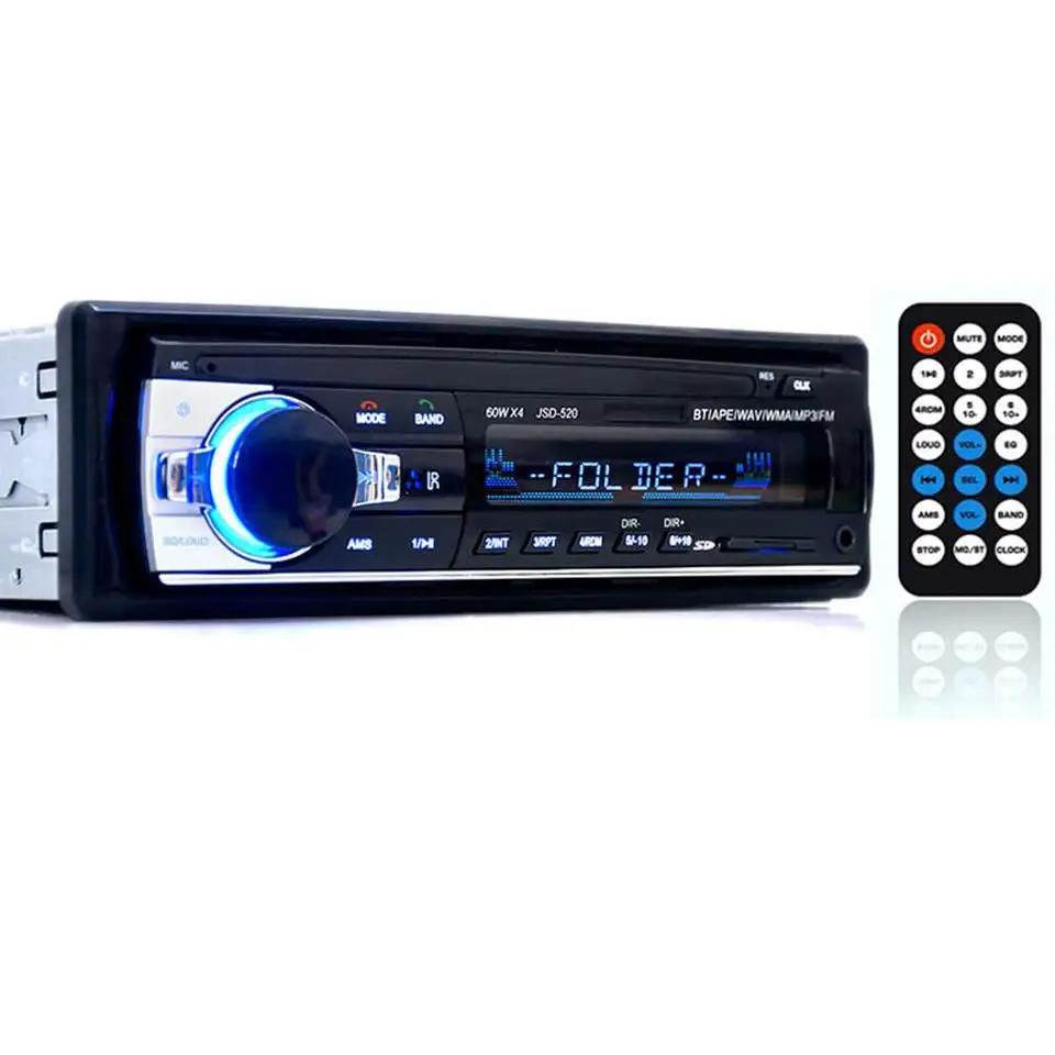 Reproductor MP3 1Din SD, radio estéreo para coche, receptor de entrada auxiliar FM, USB con audio BT