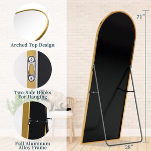 Espejo de pie de cuerpo entero con marco de aluminio de 47 x 12 pulgadas para decoración del hogar, espejo de tocador largo para sala de estar, decoración de pared, espejo de vestir - Product Image 4