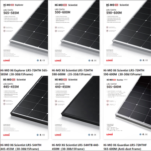 ที่มีประสิทธิภาพ Monocrystalline 400w 450w <span class=keywords><strong>500w</strong></span> 550w 600w 700w สีดํา Longi แผงพลังงานแสงอาทิตย์สําหรับ off grid แบตเตอรี่พลังงานแสงอาทิตย์ระบบ - Product Image 3