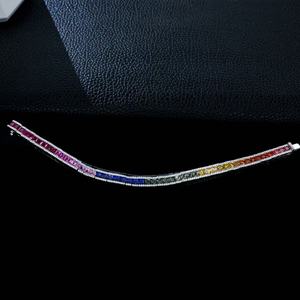 กำไลข้อมือเทนนิสประดับไพลินสังเคราะห์ไล่เฉดสี - Product Image 1