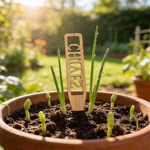 Etichette per Piante in Bambù Ecologiche, Targhette da Giardino Riutilizzabili, Dimensioni Personalizzabili, Logo con Design Tagliato al Laser, Colore Naturale del <span class=keywords><strong>Legno</strong></span>, Lavabili - Product Image 1