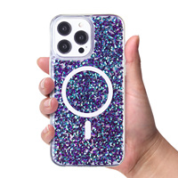 Coque de téléphone KINGSOUL ultra-résistante en TPU+PC, époxy, scintillante, de style luxueux, pour iPhone 15/16 Pro Max avec anneau magnétique