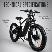 Vélo électrique longue portée EB-P2 26 pouces, 75~100 km d'autonomie, double moteur 3000W, pneus larges, production en série en usine, faible coût d'expédition