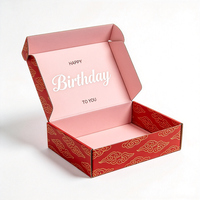 Boîte cadeau personnalisée imprimée numériquement, boîte à fleurs rose en carton ondulé, boîte cadeau pour fête, vente en gros