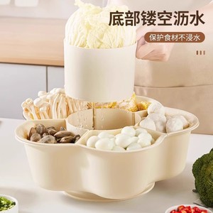 Flower Shape Hot Pot Serving <b>Plate</b> Multi Compartment Drainable Food Preparation Tray Dishwasher Safe Party Use - Product Image 5