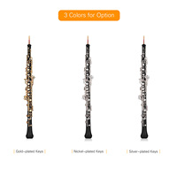 Professional Oboe C Key Semi-automatic Style Woodwind Instrument with Oboe Reed Gloves Leather Case Carry Bag Cleaning Cloth