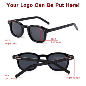 高品質カスタムロゴUV400高級スクエア長方形フレーム偏光アセテートサングラスユニセックス男女兼用 - Product Image 2