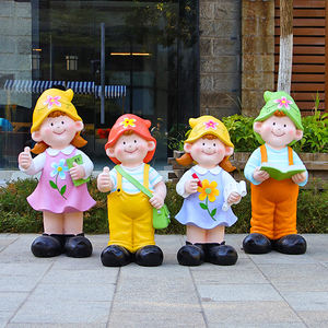 FRP muñeca de dibujos animados figura escultura Jardín de Infantes Escuela césped al aire libre adornos jardín paisaje decoración boceto - Product Image 3
