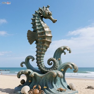 Décoration publique de plage extérieure Grand hippocampe en bronze moulé Décoration animale Statues Hippocampe géant en bronze <span class=keywords><strong>Sculpture</strong></span> pour vente personnalisée - Product Image 3