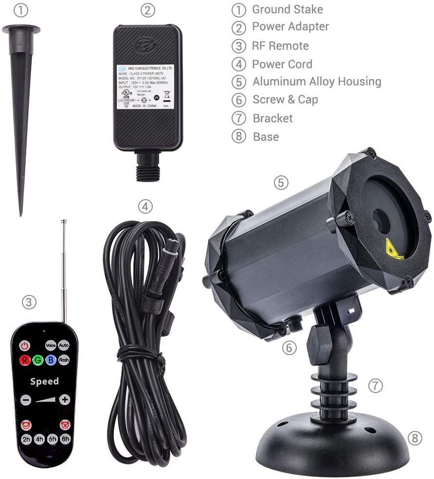 Водонепроницаемый садовый праздничный светильник IP65 RGB, Рождественский лазерный светильник