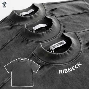 Camisetas Personalizadas para Hombre, 300 g/m², Talla Grande, 100% Algodón, Lavado Ácido, Impresión Serigrafiada, Corte Cuadrado - Product Image 1