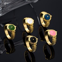 Montre-bague pour femme en pierre naturelle et alliage, bijoux de mode pour usage quotidien, 6 couleurs, vente en gros