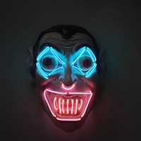 Masque lumineux EL à œil de ressort en PVC pour fête d'Halloween, accessoires d'ambiance d'horreur amusants, best-seller des ventes transfrontalières