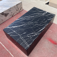 Table basse en marbre Nero Marquina OEM, table centrale rectangulaire de luxe, table en pierre noire naturelle pour le salon