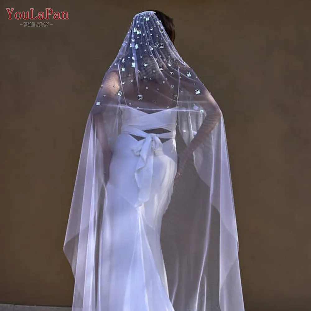 YouLaPan V177 Acrylic Rhinestone Decoration Woman Fashion Veil Church Wedding Single Veil Bridal Veil With Comb