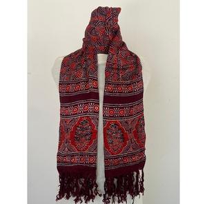 Designer Premium Soft Ryon Hand Block Ajrakh Print Stole Confortable et élégant Lavable en machine Parfait pour les festivals - Product Image 1